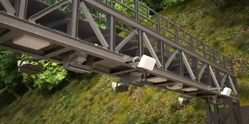 Animação mostrando funcionamento do sistema de pedágio free flow em rodovia